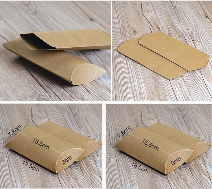 

100pcs 2 Sizes Long Style Kraft Paper Pillow Favor Box Wedding Party Favor Gift Candy Boxes Home Party Birthday Supply Box1
