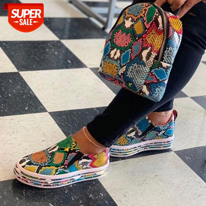 

MCCKLE Woman Flat Slip On Casual Shoes Women Autumn Sneakers Platform Ladies Fashion Snake Female Comfortable Plus Size Footwear #S61y, Beige