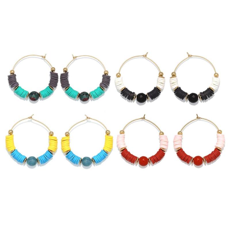 

2020 New Fashion Ceramics Heishi Natural Stone Beads Earrings Women Girl Summer Beach Colorful Simple Chic Surf Jewelry Present