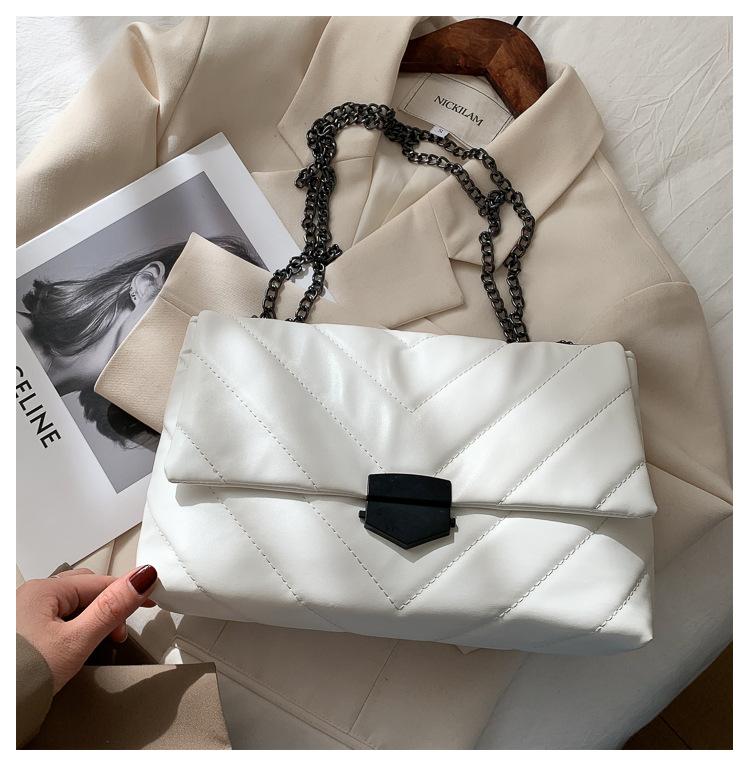 

2021 Women Fashion Trend New Trendy Crossbody Messenger Bag Shoulder Underarm Bag Chain Handbag PU Leather, Black