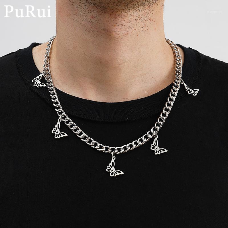 

Simple Men Butterfly Necklace Punk Cuban Link Chain Butterfly Tassel Pedant Necklace for Women Lovers Fashion Collar Charm1