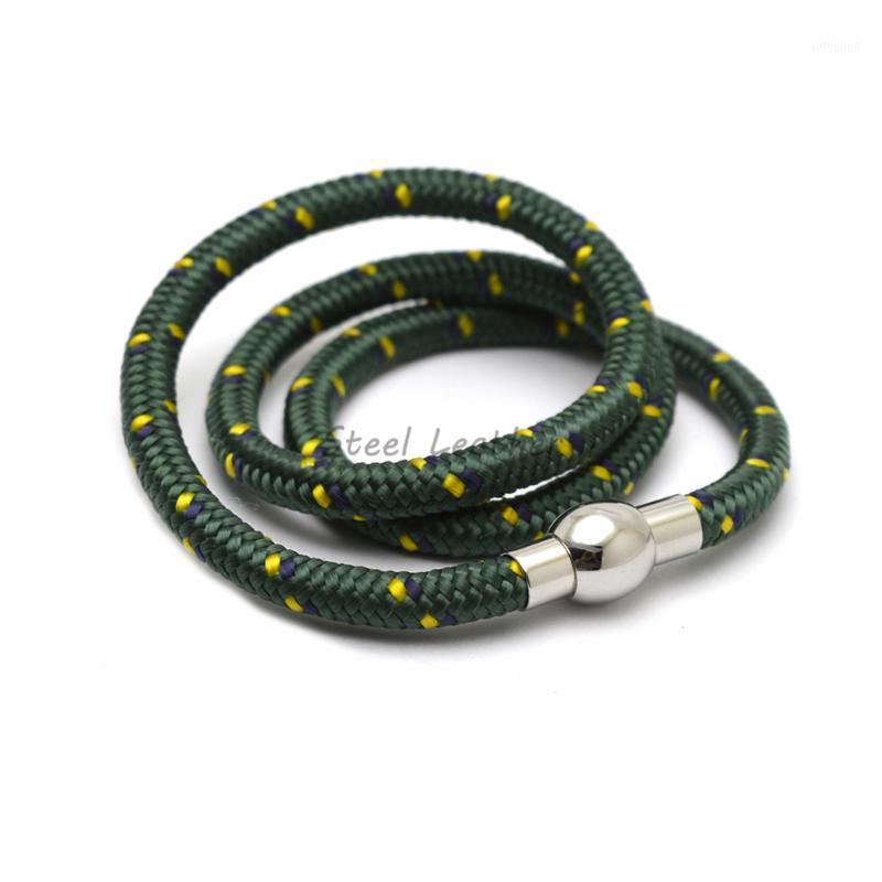 

Charm Bracelets 10pcs/lot Nylon Rope Bracelet For Men Hand Jewelry Multilayer Magnet Handmade Gift Cool Boys Wrist1