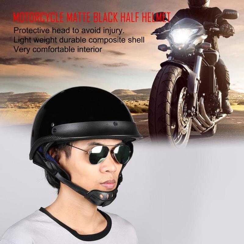 

New Unisex DOT Motorcycle Helmets Bright Black Half Face Helmet Chopper Cruiser Travel Scooter Biker Head Protection Safely Cap1, As pic