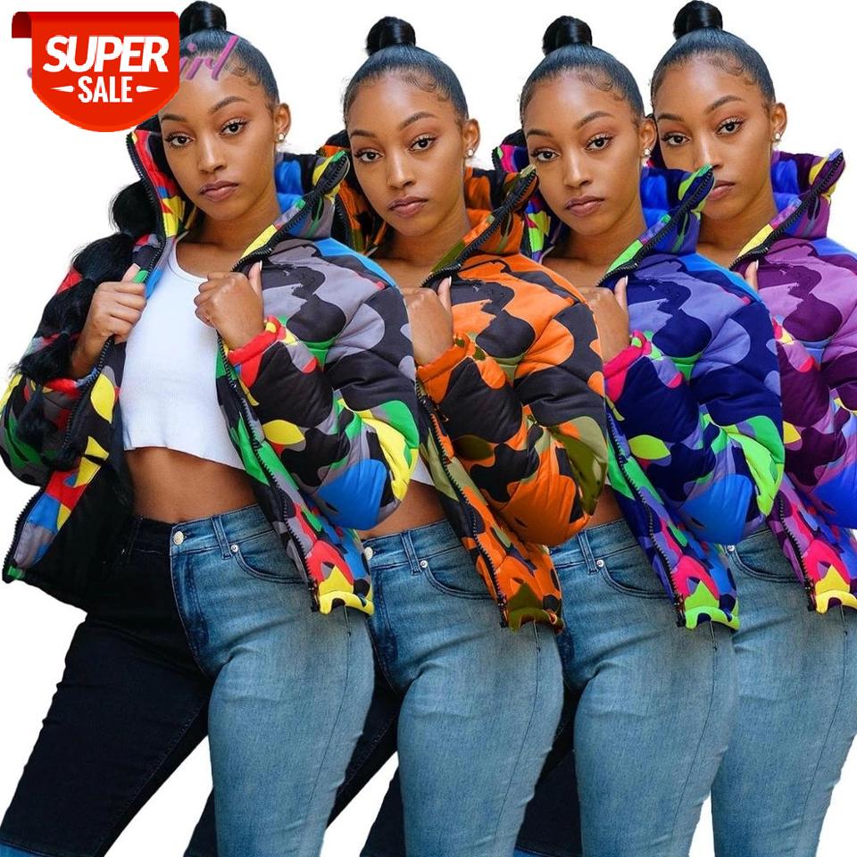 

Winter Jacket Women/Men Casual Camouflage Print Warm Turtleneck Zipper Up Down Jacket Coat Top Outwear Thick Short Padded #L39E, Black;brown