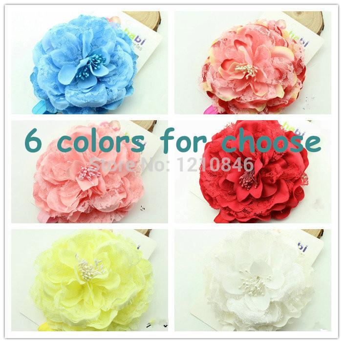 

2014 free shipping baby girl vintage big peony flower headbands lace flower FOE headbands children hair accessories 150pcs/lot, Multi