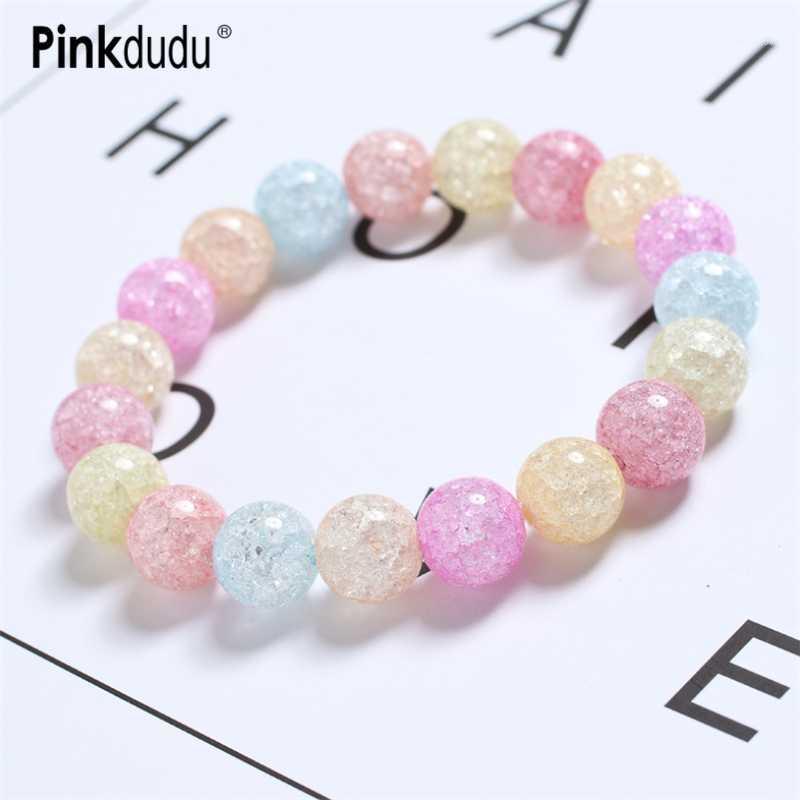 

Pinkdudu Charm Boho colorful Resin Round Beads Bracelets & Bangles Bohemian Summer Pink Handchain For Women Accessories PD1451