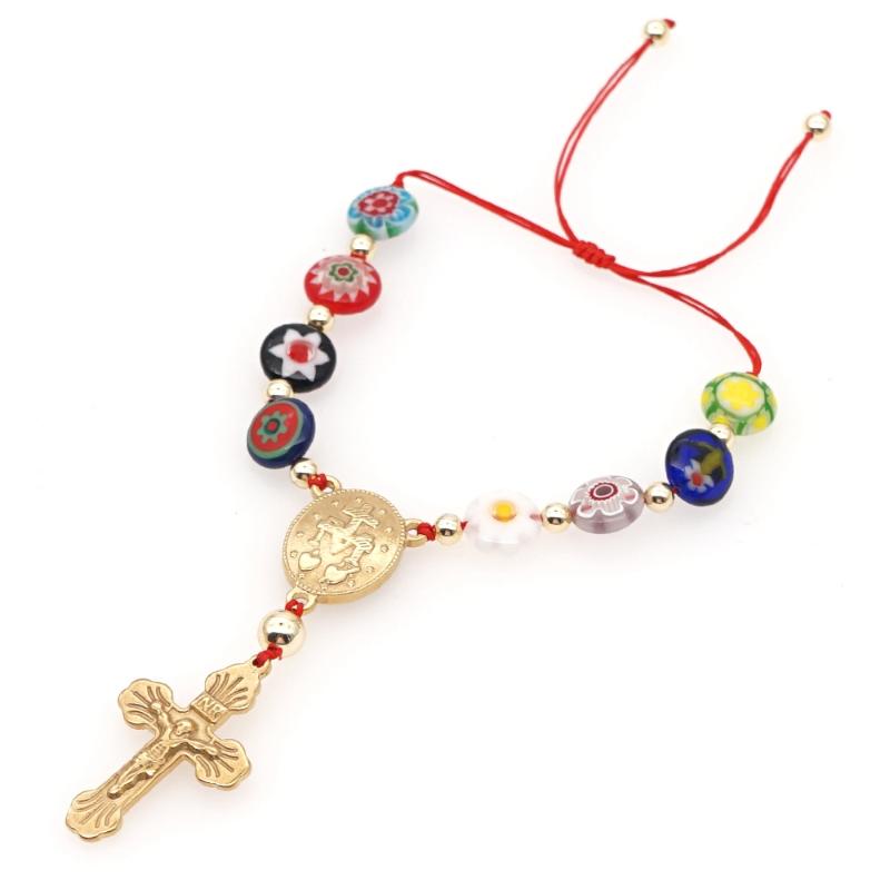 

Go2Boho Cross Bracelets for Women Colorful Bead Jewellery Pulsera Charm Religious Jewelry Red String Christ Prayer Bracelet