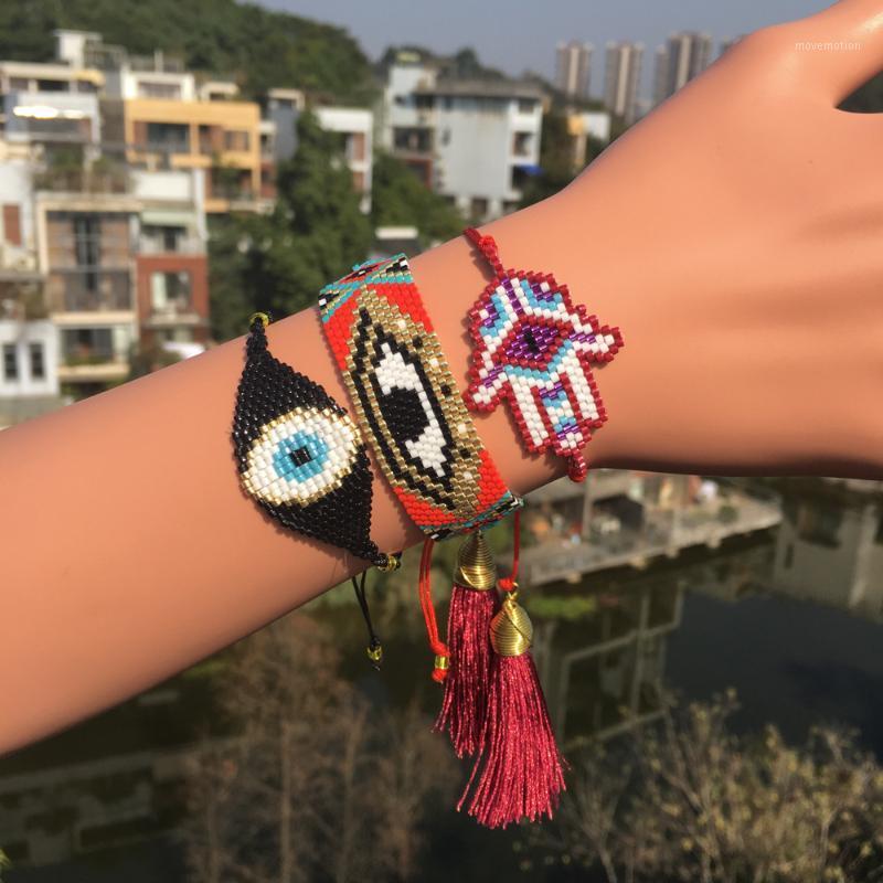 

ZHONGVI Fashion Insta Jewelry White MIYUKI Boncuk Hamsa Hand Pulseras Delica MIYUKI Bracelets Women Handmade Evil Eye Bracelet1
