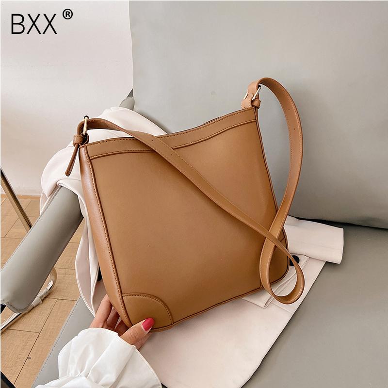 

[BXX] High Capacity PU Leather Crossbody Bags For Women 2021 Winter Shoulder Handbags and Purses Luxury Travel Bag HP029, Black