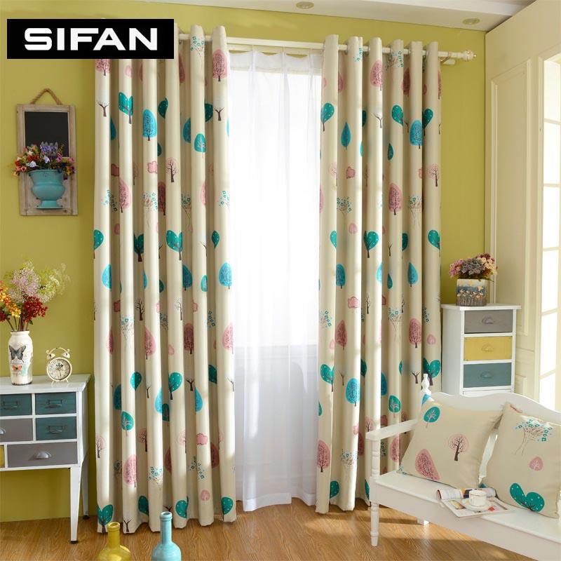 

Cartoon Tree Printed Yellow/Blue Blackout Curtains for Bedroom Living Room Curtains for Children Room Kids Window, Yellow curtain