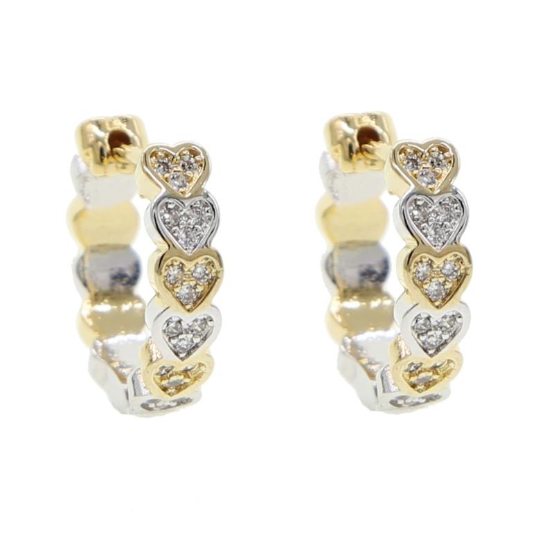 

Hoop & Huggie Two-color Plating Heart Crystal Earrings For Women Bijoux Geometric Rhinestones Statement Jewelry Party Gifts