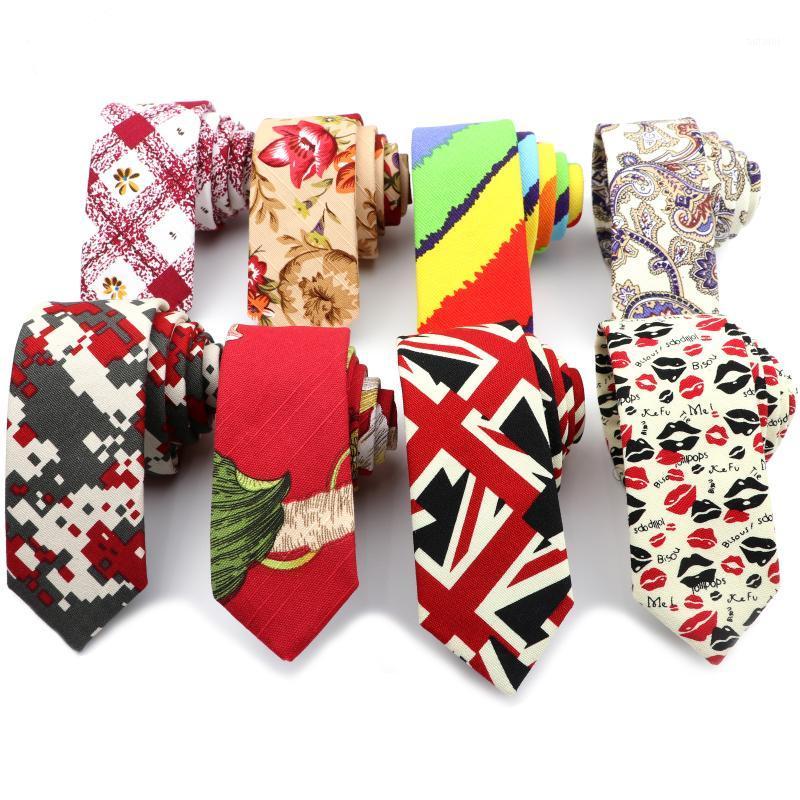 

Mens Narrow Floral Linen Tie Colorful Cartoon Flower Striped 5cm Slim Casual Necktie Wedding Party Tuxedo Ties Father's Gift1