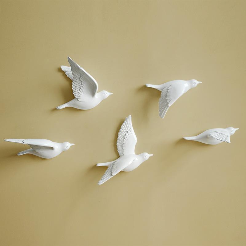 

White birds décor wall in wall stickers 3d Birds decoration garden living room kids room decoration figurine miniatures