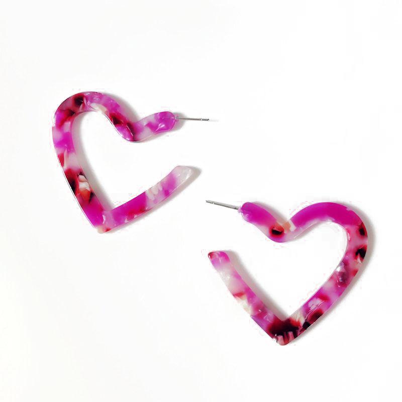

ZWPON 2021 Large Acetate Heart Earrings for Women Trendy Hoop Earrings Jewelry Wholesale