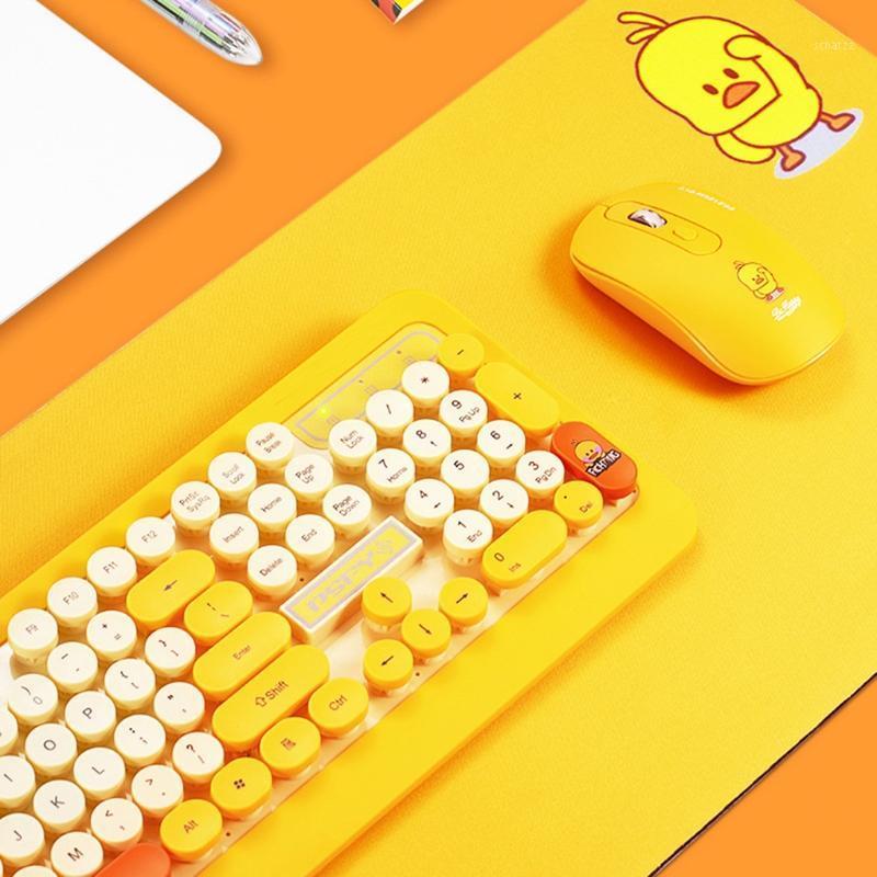 

Cute Cartoon Fashion Retro Round Keycap Wireless Keyboard Mouse USB Receiver Set for PC Computer1