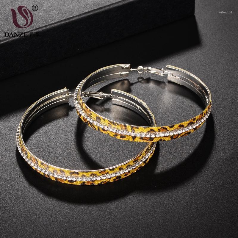 

Charm DANZE Fashion Leopard Print Rhinestone Big Circle Wide Hoop Earrings For Women Little Crystal Inlaid Earring Party Gift1