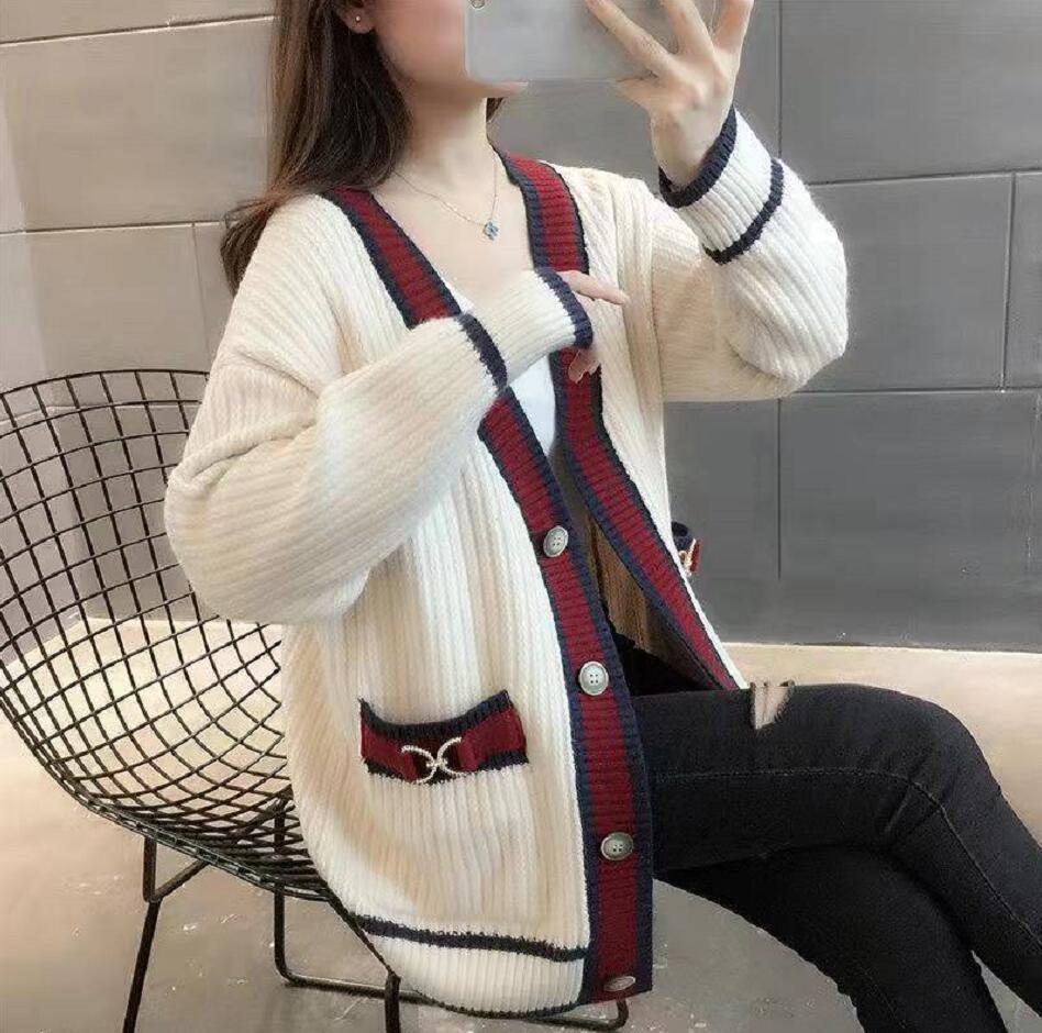 

Luxury Brand Women Sweaters Cardigan Designer Shirt Sweaters Print Stitching Knitted Small Sweet Wind Coat Cardigans Fashion Medium Long Clothes, White