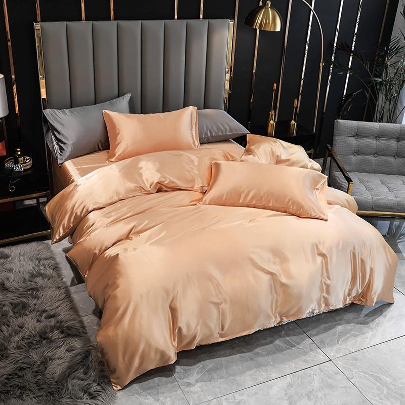 

Modern luxury style imitation silk duvet cover set pillowcase 3pcs US queen  Au JP FR SIZE, I5