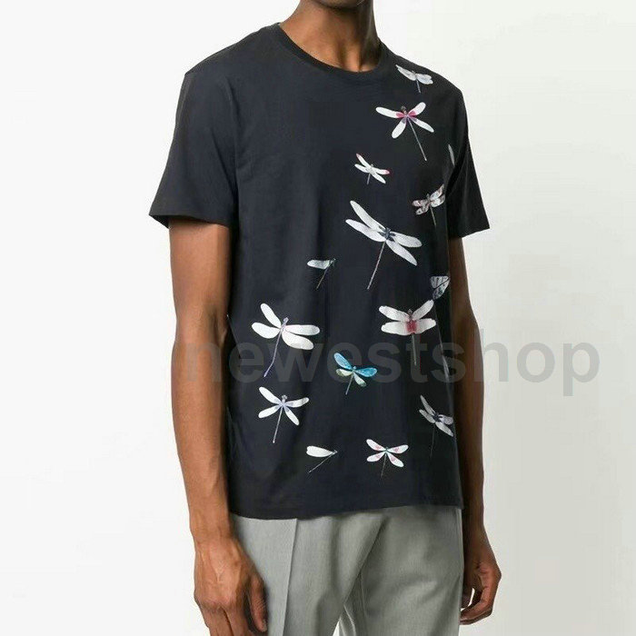 

2020 Designer luxury Mens clothing T-shirts Fashion Summer dragonfly Classic animal print simple Casual round neck T shirt Tee Top Tshirt, Black
