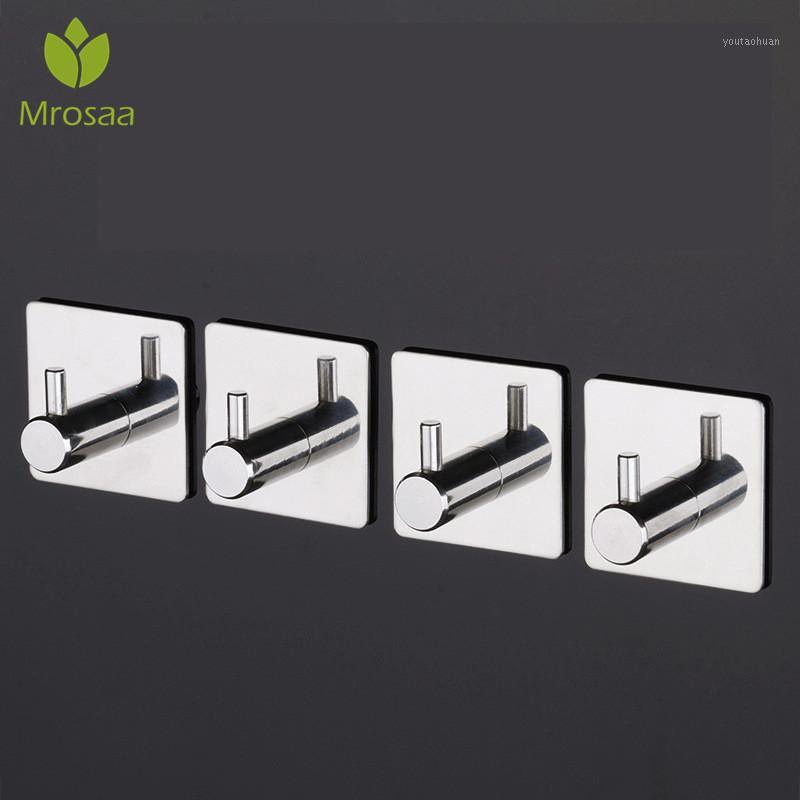 

Fashion High-end Sticker Adhesive Stainless Steel Hooks Wall Door Clothes Coat Hat Hanger Kitchen Bathroom Rustproof Towel Hooks1