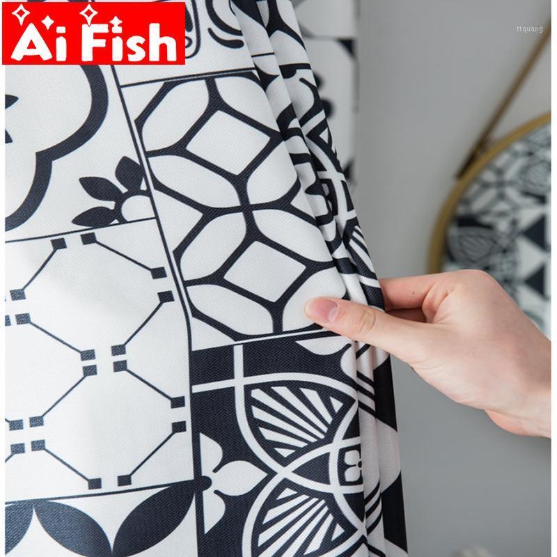 

Moroccan black and white ethnic patchwork bedroom curtains exotic geometry semi-shading curtains for living room drapes MY527-51, White tulle