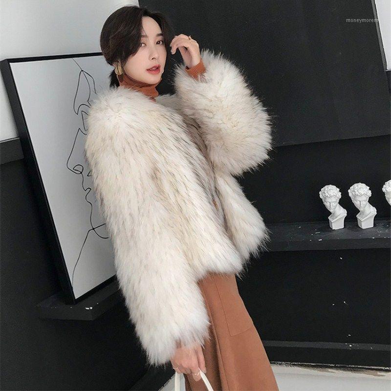 

New Women Winter Casual Fluffy Faux Fur Coat High-Quality Thick Imitated Fur Overcoat Female Warm Outwear1, White
