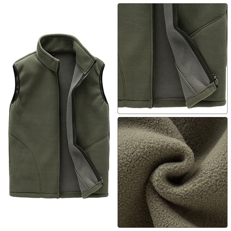 

Men Casual Warm Zip Casual Fleece Vest Autumn Jacket Outdoor Hiking, Green