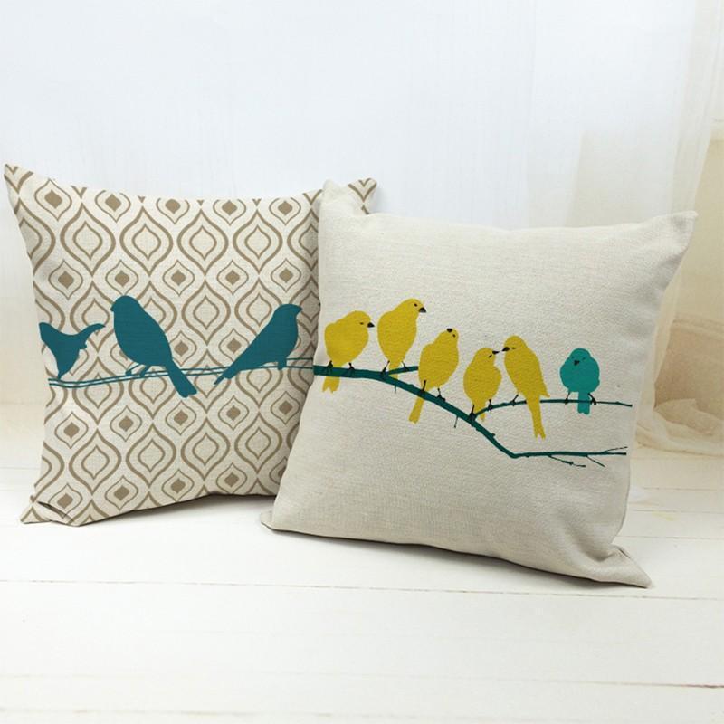 

New Yellow Birds In The Tree Printed Cushion Cover Geometric Decorative Sofa Throw Pillow Car Chair Home Decor Pillow Case1, A1