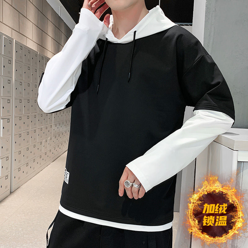 

2021 New New Winter Hoodies More to Velvet Hot Style Around the Neck Fashion Thick White Hip Man Sweatpants Free Shipping PJ77, Black
