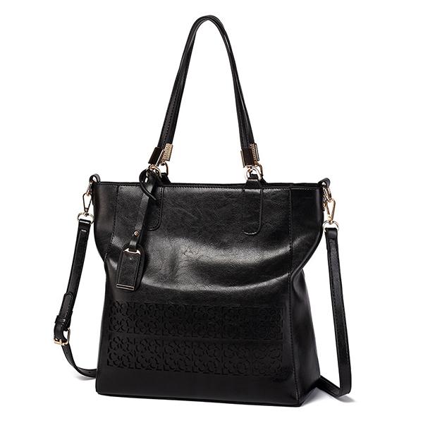 

New women's shoulder bag retro Pu leather Messenger bag hollow ladies oily multi-color women's handbag YC022, Black