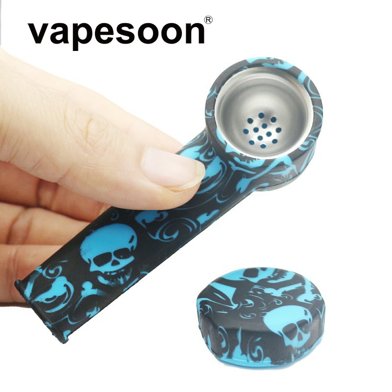 

VapeSoon001 Colorful Graffiti Silicon Pipe Silicone Smoking Silicone Smoke Tobacco Pipe With stainless steel Bowl Silicone Hand Pipes