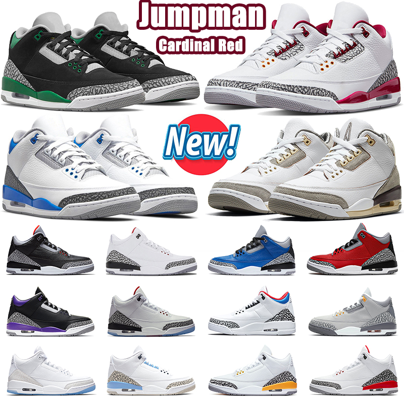 

Basketball Shoes 3 Jumpman For Men 3s Cardinal Red Cement Pine Green Racer Blue Medium Grey Midnight Navy Black Cat Pure White Mens Trainers Sports Sneakers, #4 medium grey 40-47