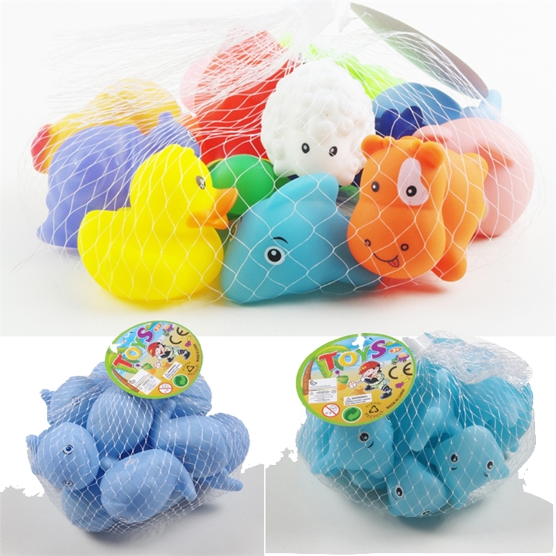 

Yellow rubber ducks bathing toys for baby squzze-sounding dabbling water play kawaii animal squeaky pig bathroom children pool LJ201019