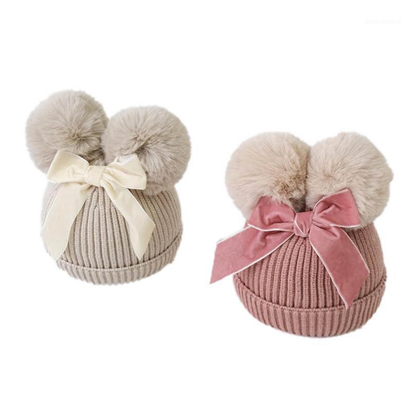 

2020 Hot Baby Stuff Double Pompom Hat Winter Knitted Kids Baby Girl Hat Warm Thicker Children Infant Beanie Cap Casquette1, Pink