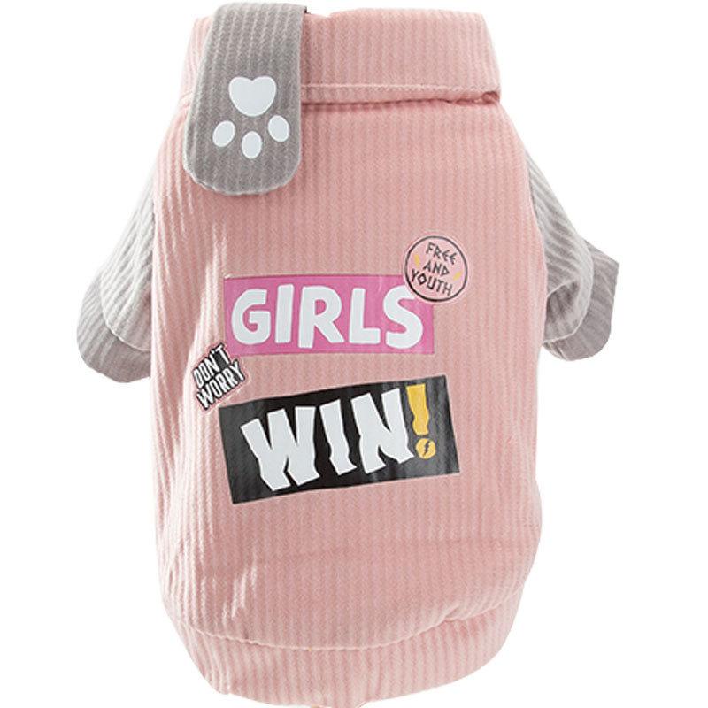 

Pet clothes dog clothes cat autumn and winter models corduroy padded coat warm teddy dog pet supplies, Gray