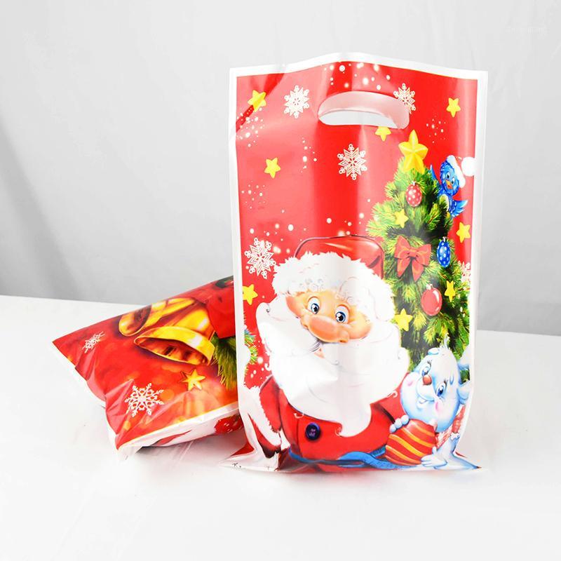 

Christmas Decorations 20pcs Santa Claus Gift Bags Plastic Portable Bag Treat Candy Party Favors Holder For Xmas Natal Noel Decor