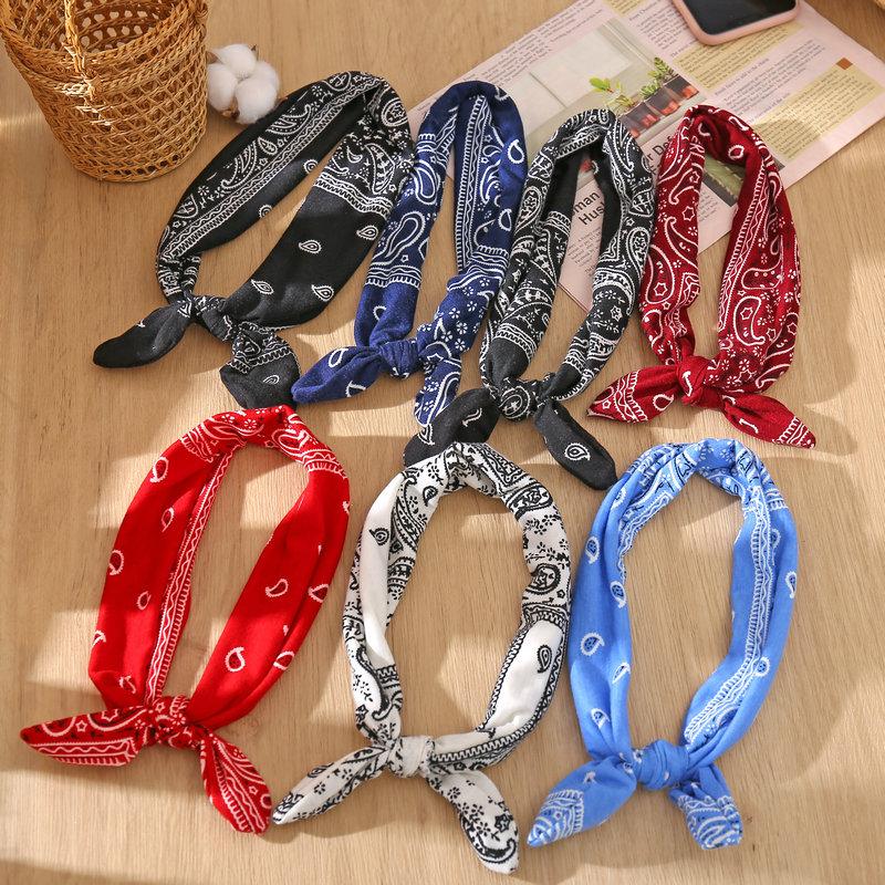 

Korea Fashion Women Bohemian Sweet Hair Bands Print Headbands Retro Cross Elastic Hair Band Turban Bandage Accessories