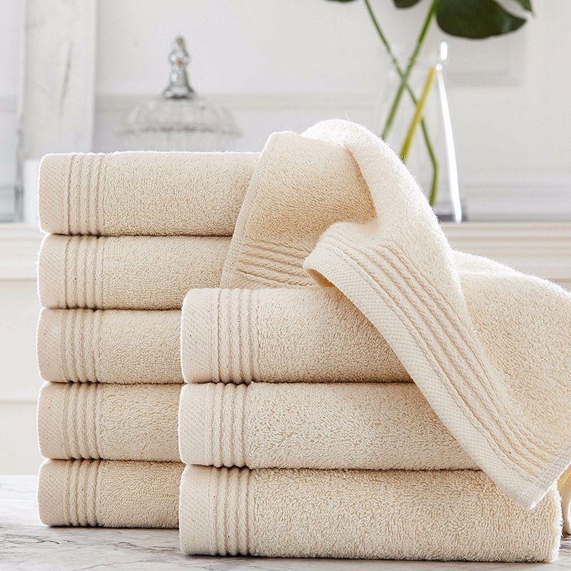 

High Quality Towel Set 100% Cotton Soft Breathe Freely Home Batch Towel + Wash 2pcs/set White 5star Hand Face Hotel Towels, Beige 2pcs