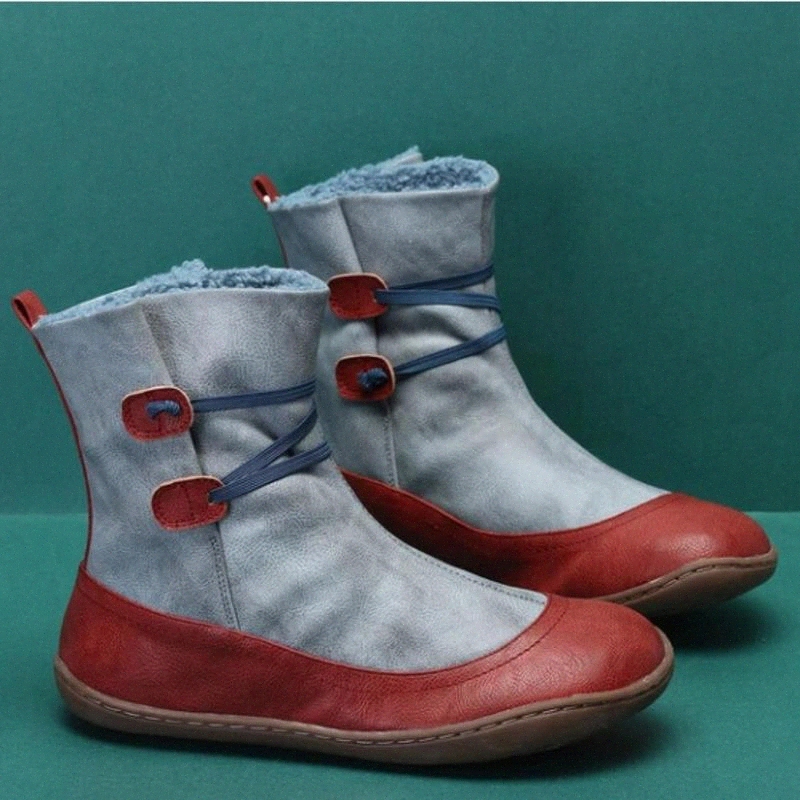 

Fall Winter 2020 Men's Boots Women's Boots Flat Heel Round Toe Lace-up Single Low-Cotton And Ankle #vR3K