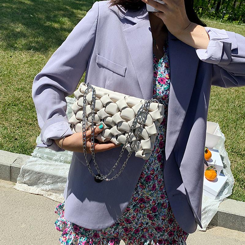

Luxury Handbags Brand Design Women Crossbody Bags Lady Weave Texture Shoulder Bag Large Capacity Chain Messenger Bag Totes Purse, Black
