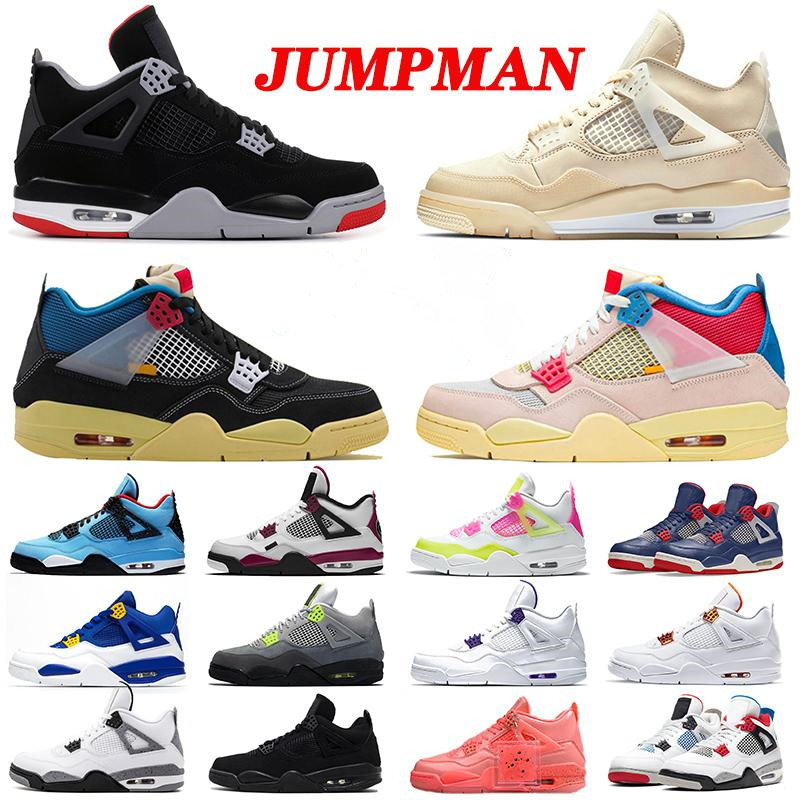 New Arrival Union Boots Shoes Jumpman Mens Womens 4 off 4s Sail Cactus Jack What The Bred Neon Black Cat Sneakers Trainers