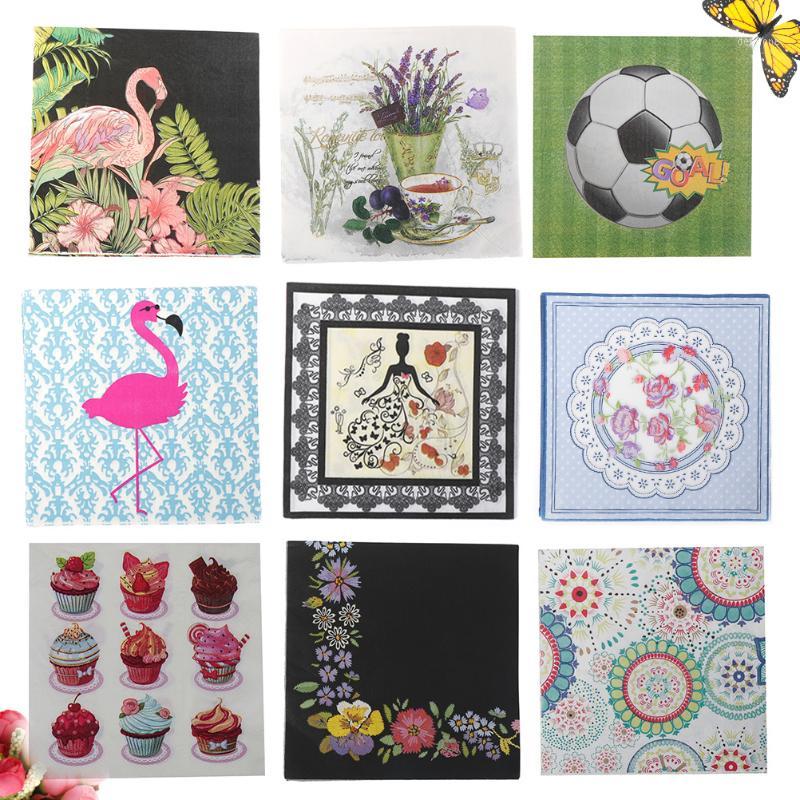 

20pcs/pack Party Disposable Napkins Flower Cake Paper Napkin Virgin Wood Tissue Paper Napkins Wedding Birthday Decor1