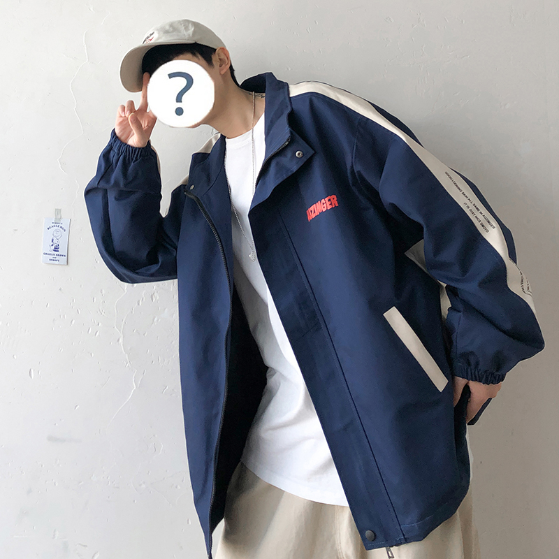 

2021 The New Autumn/winter Cotton Plus Size Hip Men's Jacket Thin Jackets Look Good 6i0b, Navy blue.