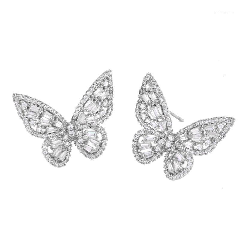

Stud X7YA 2 Pcs Luxury Zircon Cute Dangle Drop Korean Earrings Big Butterfly Gold White Pink Earring Girls Fashion Jewelry Gifts, Golden;silver