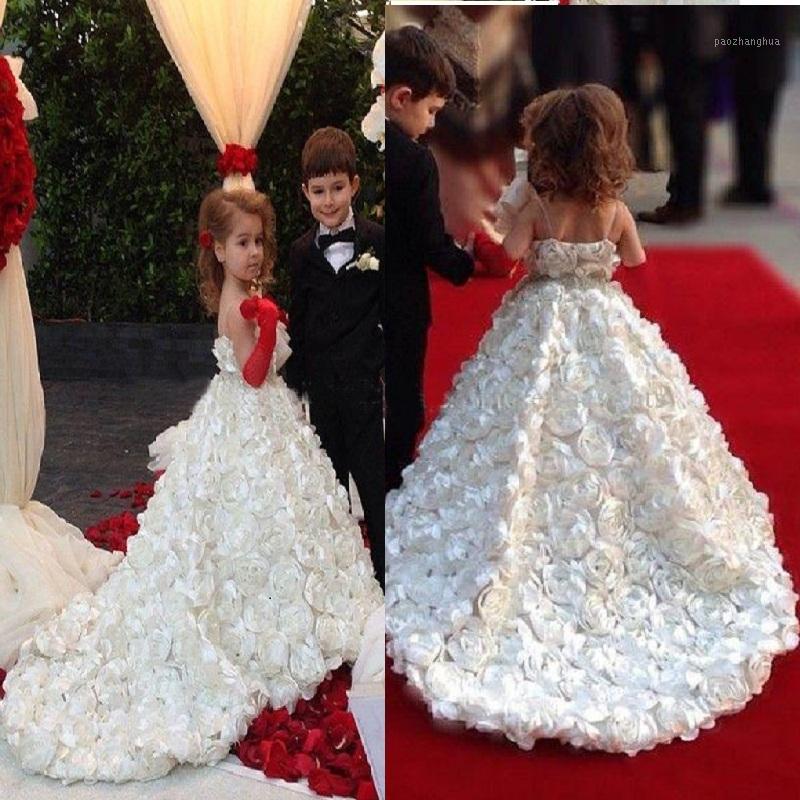 

Lace Applique Flower Girl Dress Kid Party Pageant dress Girl Princess Formal Wedding Occasion Gown1, All ivory
