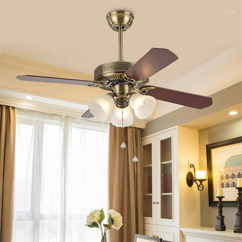 

48 inch American Vintage Ceiling Fan With Lights Remote Control Ventilador De Techo 220 Volt Bedroom Light Lamp E27 Bulbs1
