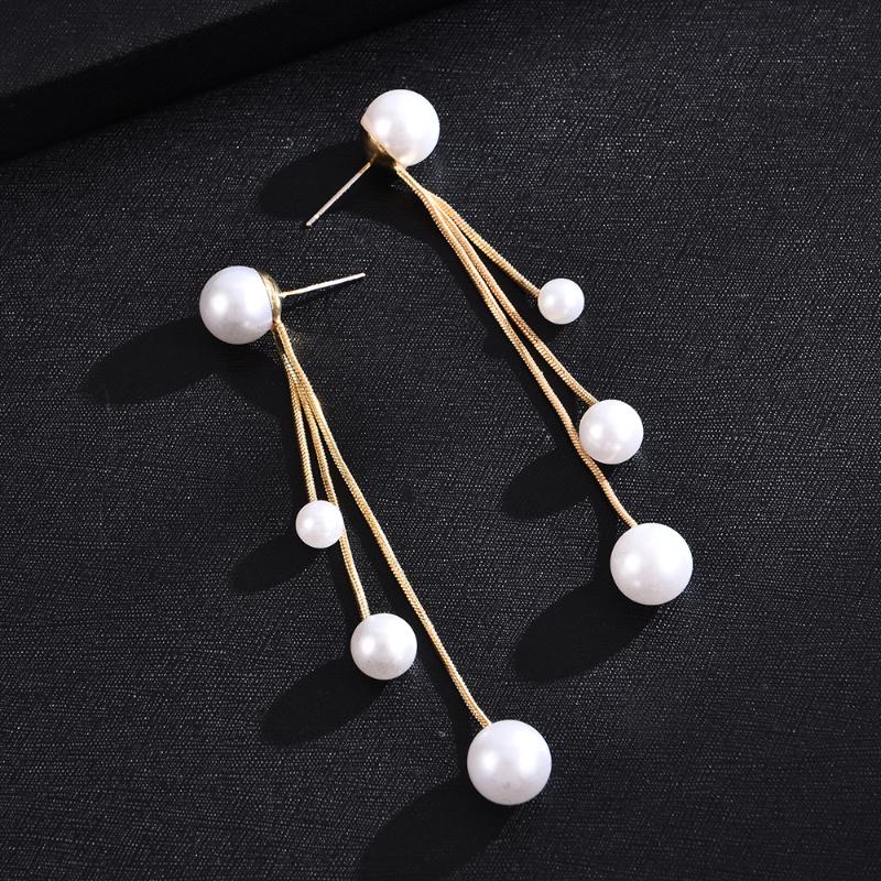 

Korean Temperament Fashion Exaggeration Long Tassel Earrings 2020 New Hot Pearl Stud Earrings Net Red Jewelry Fashion Girl