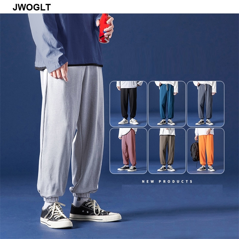 

Autumn New Mens Casual Joggers Pants Solid Color Drawstring Waist Sweat Bottoms Sweatpants Black Gray Orange Couples Trousers 201109, Coffee