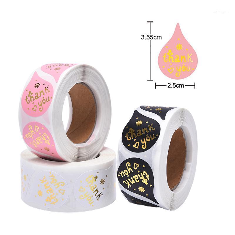 

500pcs/Roll Water-Drop Shape Thank You Sealing Label Sticker Tape Thank You Packaging Label Material Supplies Sealing Stickers1