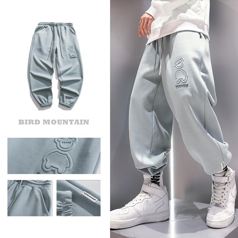 

Men's Pants Korean Hip Hop Fashion Bear Casual 2022 Spring Streetwear Loose Couple Sweatpants Harajuku Sport Joggers Kpop Trousers Men, Black